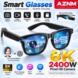 Gafas Inteligentes con Asistente de Voz por IA, Control Remoto 4K, Cámara de Fotos Táctil, Grabación, Traductor, Gafas de Sol Inalámbricas con Bluetooth