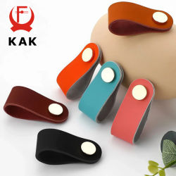KAK 10 piezas Tiradores de Cuero para Muebles de Cocina, Manijas Coloridas para Habitación Infantil, Perillas de Cajón, Tiradores de Puerta de Aleación de Aluminio
