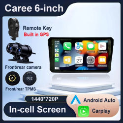 Pantalla de 6 pulgadas 1440*720P navegación GPS para motocicleta CarPlay inalámbrico Android Auto motocicleta GPS Motor DVR Monitor TPMS opcional