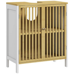 HOMCOM Mueble para Debajo del Lavabo de Bambú 60x30x70 cm Natural y Blanco