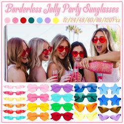 24/48/60/96/120 Piezas de Regalos para Invitados de Boda, Gafas de Sol de Gelatina sin Montura, Gafas de Sol de Diferentes Formas, Gafas de Sol para Fiestas de Boda