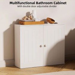 Mueble de baño blanco Mueble de pared para baño Mueble de almacenamiento de cocina con puertas dobles y estantes ajustables Blanco