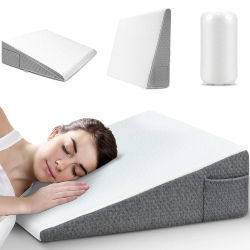 Almohada de cuña para dormir, parte superior de espuma viscoelástica suave, cuña de almohada triangular, posicionadores corporales para la elevación de las piernas, alivio de los ronquidos