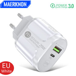 Cargador de teléfono 20W carga rápida PD USB tipo C cargador rápido 3,0 enchufe UE/EE. UU. Cargador de pared para Iphone Samsung Xiaomi Huawei