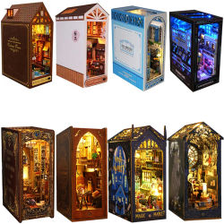 Kit de Bricolaje para Rincón de Lectura, Casa de Muñecas en Miniatura con Muebles, Rompecabezas 3D, Modelo de Estantería de Madera, Juguete para Adultos, Regalo de Cumpleaños