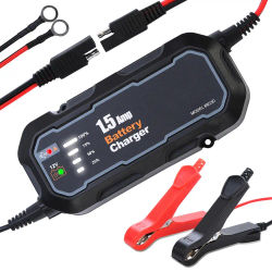 Cargador de batería inteligente automático para motocicleta, 12V, 1500mA, mantenedor para coche/RV/ATV/barco, cargador automático de batería con LED