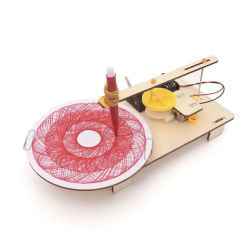 Plotter eléctrico de madera creativo DIY, Robot de dibujo STEM, modelo para niños, pintura automática, Kits electrónicos de ciencia, juguete de experimento