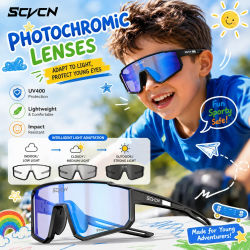 Gafas de sol fotocromáticas para niños, ideales para actividades al aire libre, ciclismo, béisbol, bicicleta de montaña, correr y hacer senderismo. Gafas de protección UV400, diseño atractivo, para