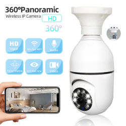 Cámara de vigilancia con bombilla 1080P 360 ° WiFi Antirrobo Monitor de seguridad interior al aire libre Visión nocturna Audio Seguridad IP Cam