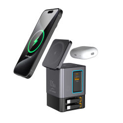 NUEVO Cargador Inalámbrico Magnético GaN 6 en 1 de 105W, Base de Carga Rápida Inalámbrica de 15W para Escritorio, Compatible con iPhone 16, 15, 14, 13 y Airpods