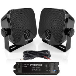 STUDIOFINIX Altavoces BT marinos impermeables HD de 4 pulgadas, 2 piezas, montaje en superficie para camper, ATV, UTV, RZR, carrito de golf, barco, patín