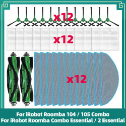 Compatible con iRobot Roomba 104 / 105 Combo / Roomba Combo Essential / 2 Essential / Y0110 / Y0112 / Y0140 - Piezas: Cepillo, Filtro, Mopa