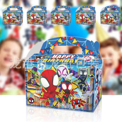 Caja de Regalo de Papel con Diseño de Spider-Verse y Vengadores, para Decoración de Fiestas de Cumpleaños Infantiles, Caja para Empacar Dulces y Galletas, para Fiestas de Baby Shower