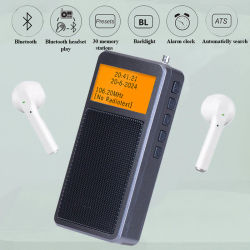 Mini Radio portátil Bluetooth de bolsillo, Radios estéreo DSP FM, altavoz inalámbrico Bluetooth con despertador, retroiluminación, recarga de pantalla