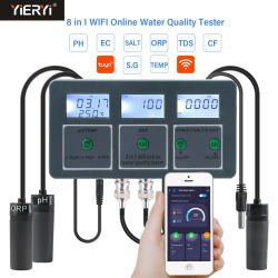 WiFi Tuya Medidor de PH inteligente Registrador de datos Temperatura TDS Salinidad S.G. Analizador de monitor de probador de agua EC ORP para acuarios, piscina, hidroponía