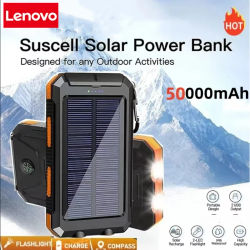 Banco de energía Solar de 50000mAh, cargador de batería externo portátil, luz LDE fuerte para iphone, SamsungXiaomi