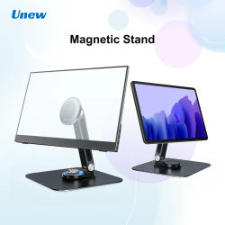 Unew Premium 360 ° Soporte Magnético Giratorio de Metal Negro para Monitor Portátil de 7-21.5 Pulgadas, iPad, iPhone, Tablet, Estable, 3KG