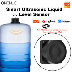 Sensor de Nivel de Líquido Zigbee o WiFi Tuya Ultrasónico 433MHz con Control Remoto, Monitor de Nivel de Tanque Interior/Exterior con Alarmas en la Aplicación