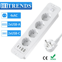 Enchufes empotrables de mesa EU KR PD20W enchufe incorporado con 4 salidas 4 USB extensión de escritorio muebles ocultos toma de corriente