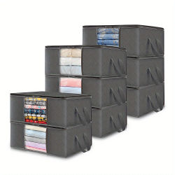 Bolsas de almacenamiento de tela de 35 L con ventanas de visualización transparentes: cajas organizadoras acolchadas y plegables para ropa, mantas y ropa de cama