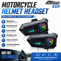 Auriculares Bluetooth 5.3 para Casco de Motocicleta, Impermeables IPX6, Reproductor MP3, Sonido HD, Auriculares Inalámbricos para Moto con Micrófono y Accesorios