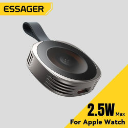 Cargador Inalámbrico Magnético Essager para Apple Watch 9 8 7 6 5 4 3 SE, Estación de Carga Ultra Rápida, Cargador Portátil de Doble Puerto para Reloj
