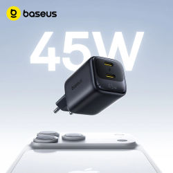 Cargador Rápido Baseus de 45W para iPhone 17 16 15 Pro Max Samsung Xiaomi, Cargador PD GaN, Cargador USB C, Cargador Portátil para Teléfono