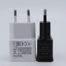 Cargador USB Dual Universal de 5V con Enchufe Europeo para iPhone, Samsung, Xiaomi, Huawei - Adaptador de Corriente de Viaje para Teléfono Móvil
