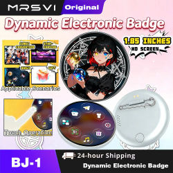 MRSVI - Insignia Electrónica con Pantalla, Insignia Inteligente Bluetooth, Pantalla Táctil HD de 1.85 Pulgadas, Imágenes, GIFs, Texto, Videos Cortos