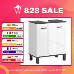 HOMCOM Mueble Bajo Lavabo con 2 Puertas y Estante Ajustable 60x34x70 cm Blanco