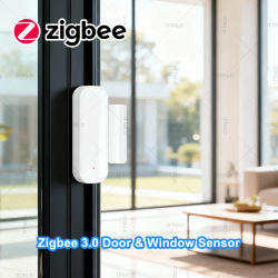 Sensor de ventana de puerta Zigbee, alarma de seguridad inteligente para el hogar, Detector de contacto antirrobo magnético inalámbrico, aplicación remota, Monitor, soporte Z2M