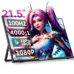 HGFRTEE Monitor portátil de 21,5 pulgadas y 100 HZ pantalla grande para juegos 100% sRGB con pantalla externa HDMI tipo C para ordenadores portátiles PC Xbox PS5