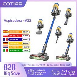 Aspiradora inalámbrica COTIAR V22 650W, aspiradora sin escobillas con potencia de succión de 55kPa, capacidad de 1,2 L, pantalla LED para suelo, alfombra, pelo de mascota