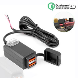 Cargador USB para motocicleta QC3.0, adaptador de enchufe impermeable de carga rápida para manillar de 12V con interruptor de encendido/apagado para navegación por teléfono
