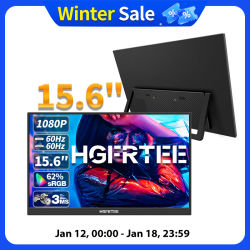 HGFRTEE Monitor portátil de 15,6 pulgadas, Panel de FHD-IPS, segunda pantalla para juegos de portátiles, pantalla extendida con HDMI tipo C