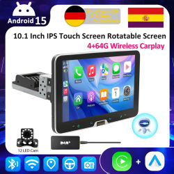 ESSGOO Radio de Coche Universal de 10.1 Pulgadas con Pantalla Giratoria, Android 15, Reproductor Multimedia Carplay, GPS, Navegador, Estéreo para Auto, Bluetooth