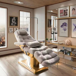 Cama Facial de pestañas eléctrica moderna, muebles de salón de belleza, mesas y camas de masaje de lujo, cama de masaje con vibrador eléctrico