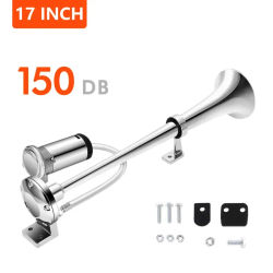 Bocina de aire Universal para coche, trompeta única de 17 pulgadas, compresor de 12V, manguera de aire súper ruidosa de 150DB, altavoz de bocina para camión, barco y motocicleta