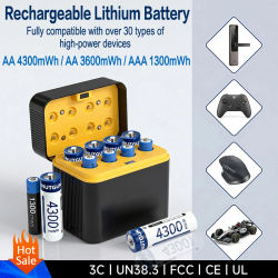 Cargador de Baterías Recargables AA AAA de 1.5V y 4300mWh para Juguetes, Control Remoto, Ratón, Timbre, Teclado, Monitor de Presión Arterial, Consola de Juegos