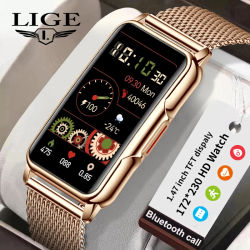 LIGE nueva moda reloj inteligente señoras mensaje empuje presión arterial DIY esfera personalizada pulsera deportiva impermeable hombres Smartwatch mujeres