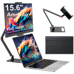 Monitor portátil Amoudo de 15.6 pulgadas y 1080P con soporte de escritorio, USB tipo C, Mini HDMI, segundo monitor para PS4, Xbox, Switch, PC, Mac