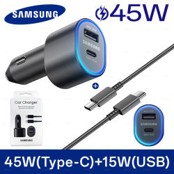Cargador de coche Samsung USB tipo C de 60W PD Super carga Galaxy S25 S24 S23 S22 Ultra 45W 15W cargador Samsung Z Fold 5 4 Flip in Car