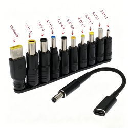 Adaptador de corriente para portátil tipo C de 65W, conector USB tipo C a conector universal para cargador de portátil, cable de carga para portátiles