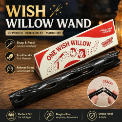 Llavero de Mimbre Impreso en 3D 'One Wish', Amuleto de la Suerte Rompible de 13cm, Caja Retro para Boda/Cumpleaños ﻿