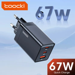 Toocki 67W GaN cargador 3 puertos USB C carga rápida para ordenador portátil enchufe UE/KR pared portátil móvil tipo C cargador rápido para iPhone 15