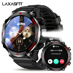 Reloj Inteligente LAXASFIT con Pantalla Redonda HD de 1.52'', Linterna, Deportes al Aire Libre, Llamadas Bluetooth, Monitor de Ritmo Cardíaco, Carga Magnética