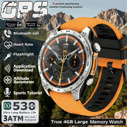 2026 nuevo reloj inteligente militar para hombres GPS incorporado 530mah Bluetooth llamada 3ATM impermeable altímetro barométrico relojes inteligentes deportivos