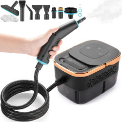 Limpiador a Vapor Portátil, Calentamiento Rápido en 15s 105 ℃ Temperatura, tanque de agua de 1350 ml, para coche/hogar/azulejos/muebles + 10 accesorios