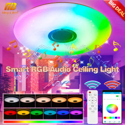 Luz de techo LED RGB para hogar inteligente con altavoces para música aplicación remota Control Bluetooth decoración Interior dormitorio fiesta