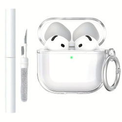 Funda para AirPods Pro3, Pro2, Pro funda protectora para auriculares con Kit de limpieza llavero para AirPods 1or2, 3, 4 funda transparente de TPU